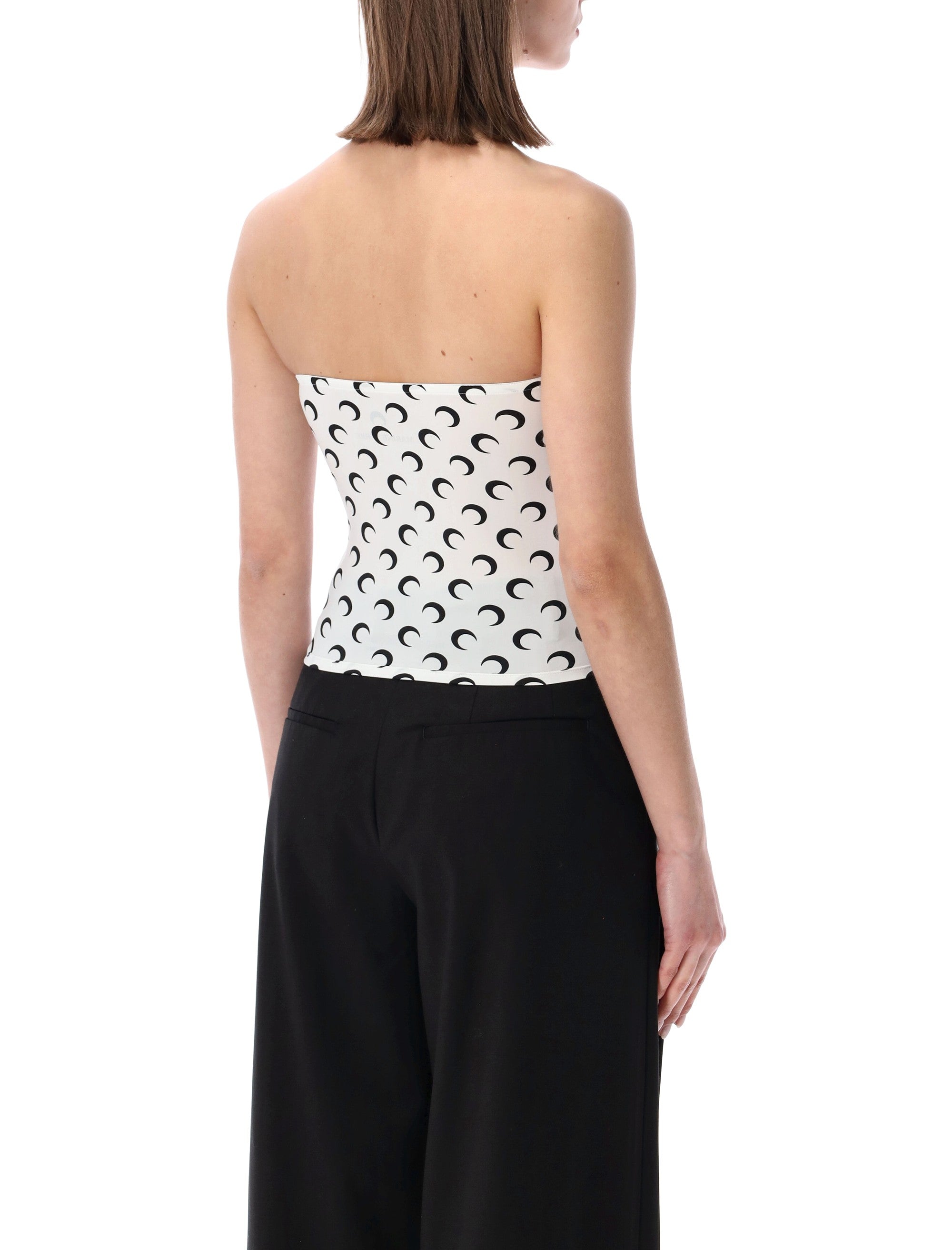 Marine Serre Recycled Moon Tube Top White Black Polyamide