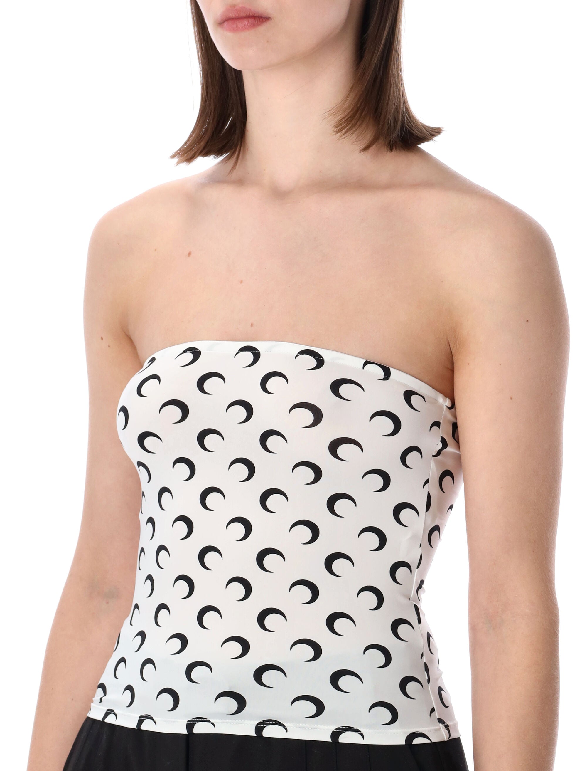 Marine Serre Recycled Moon Tube Top White Black Polyamide