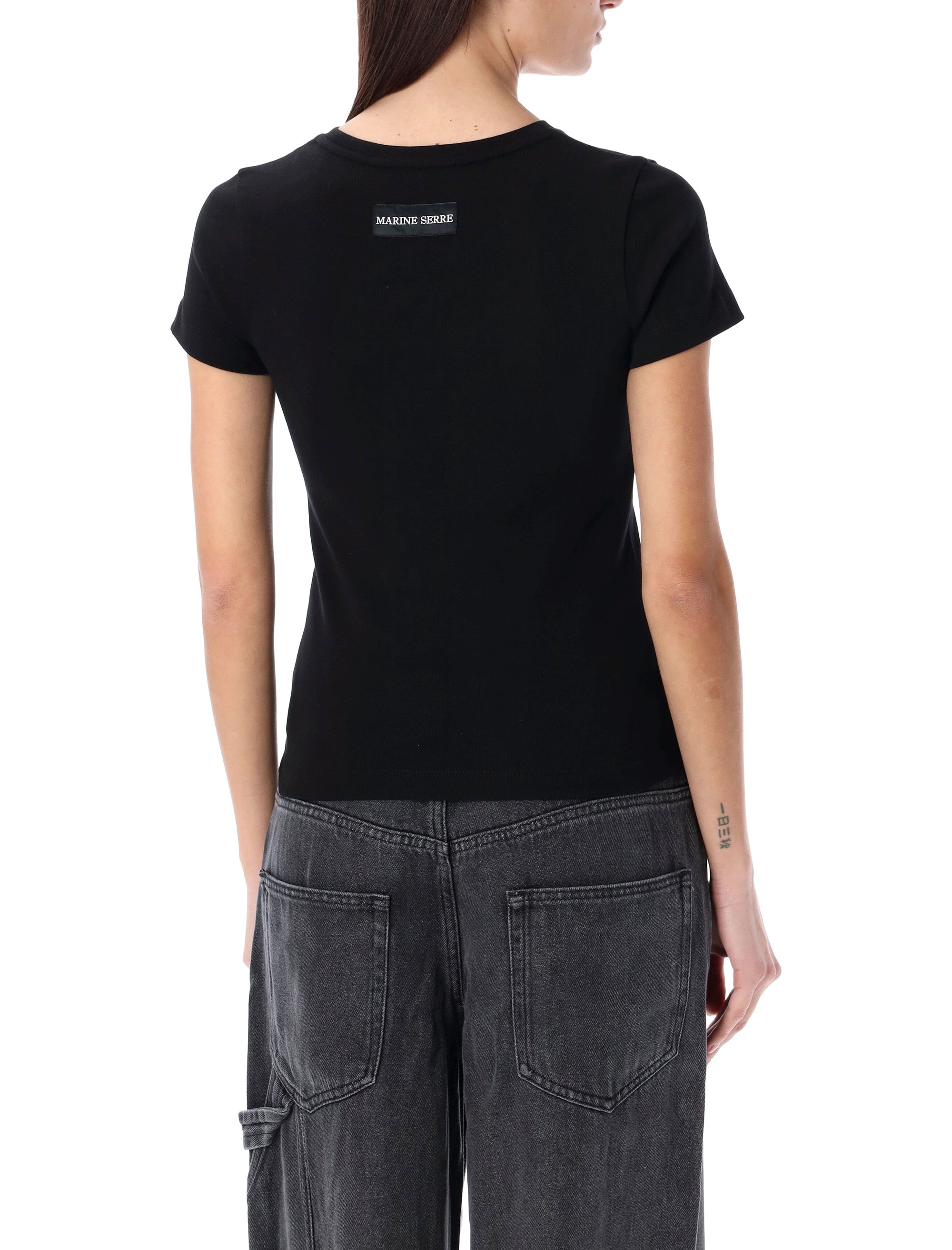 Marine Serre cotton Baby T-shirt Black