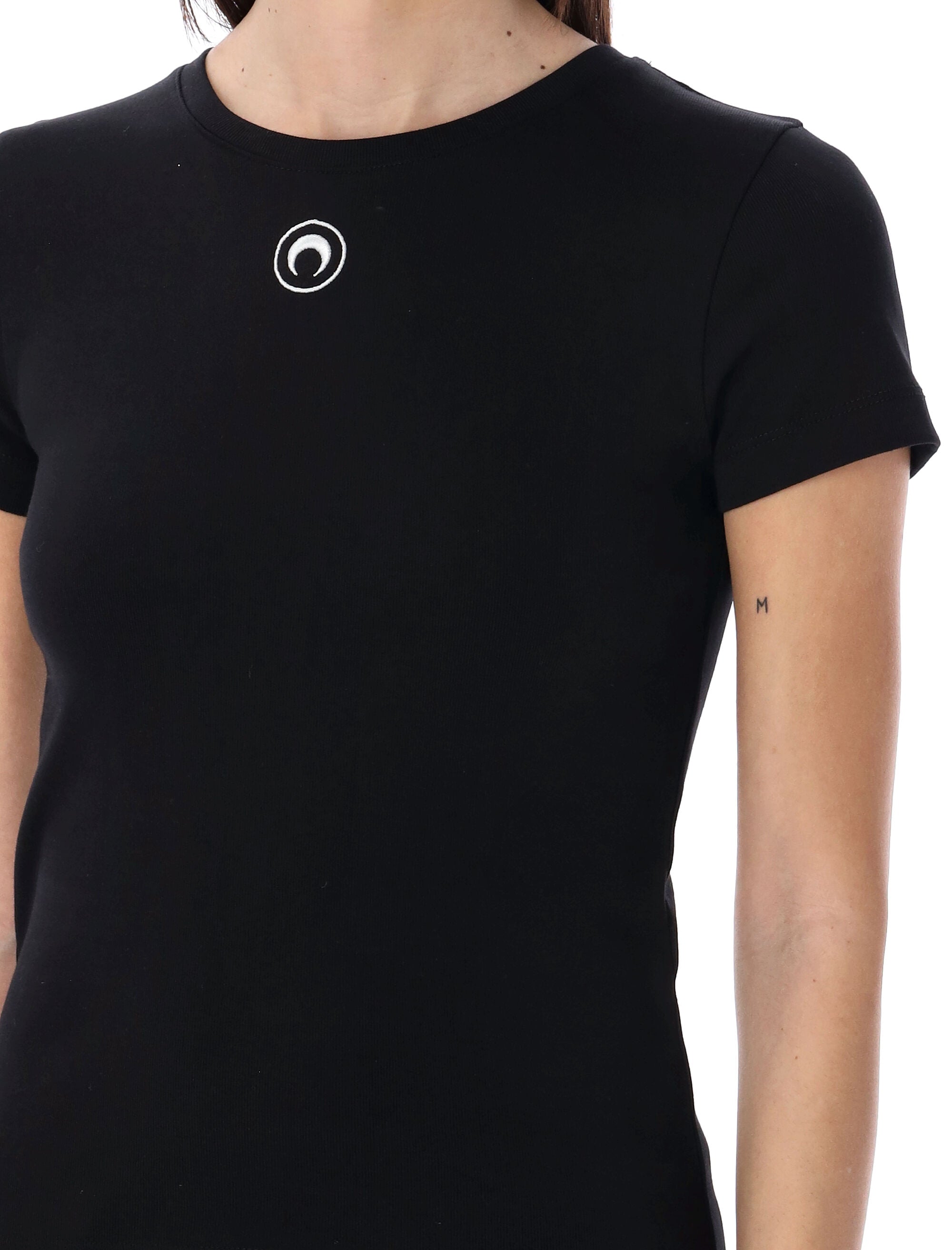 Marine Serre cotton Baby T-shirt Black