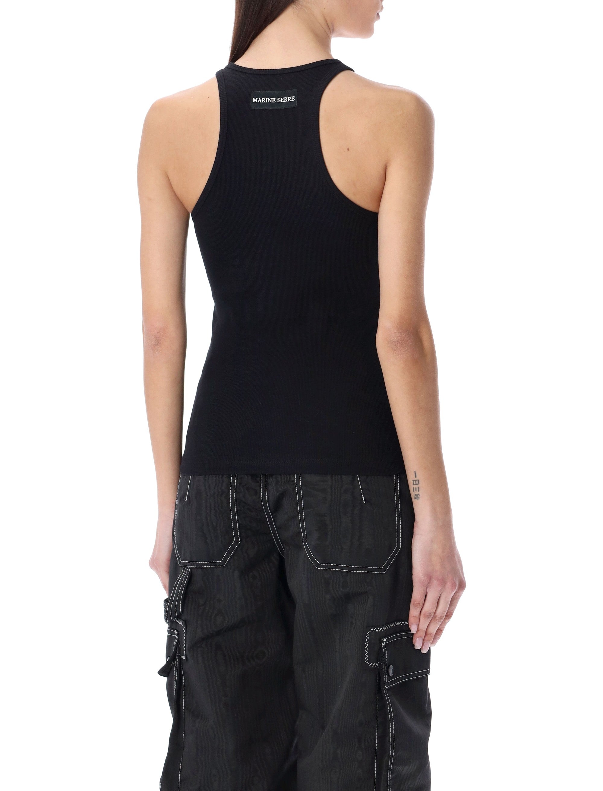 Marine Serre organic cotton tank top Black