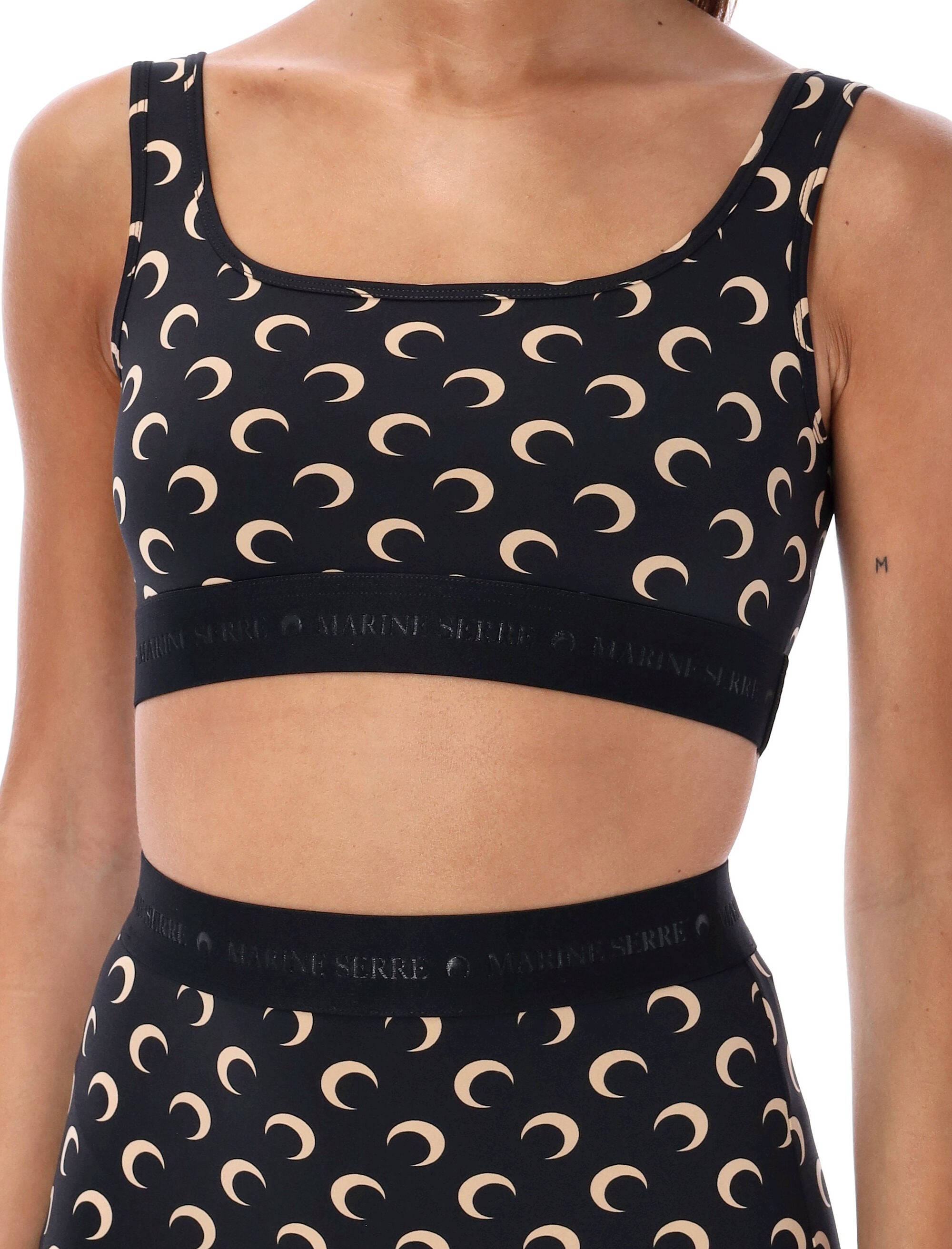 Marine Serre Moon sport bra Black Tan Polyamide Top