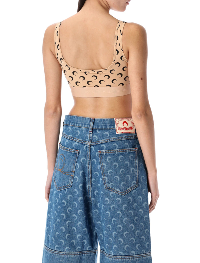 Marine Serre Moon sport bra Tan Black Polyamide Top