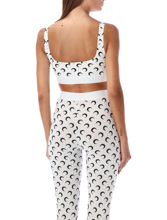 Marine Serre Moon Sport Bra White Black Polyamide Top