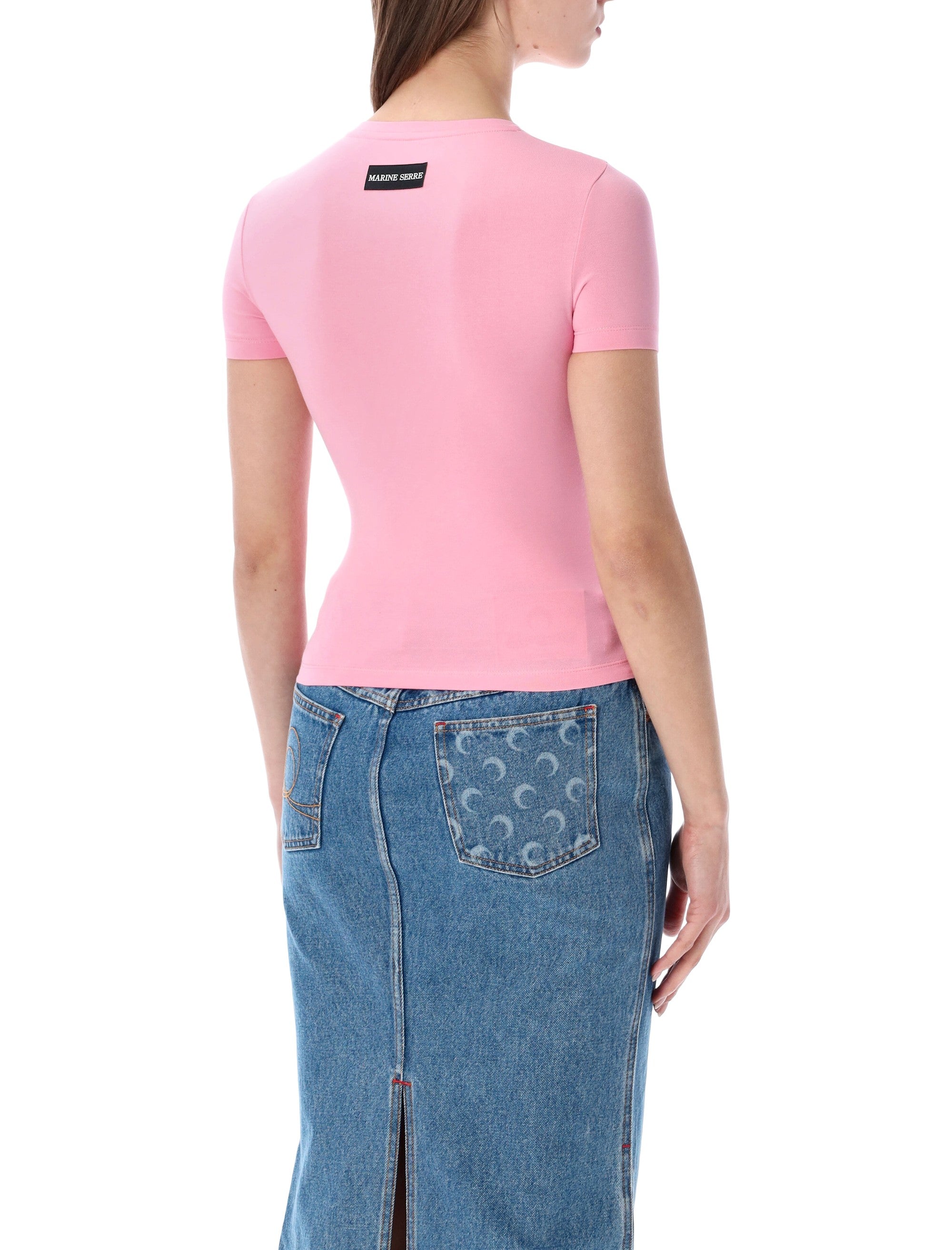 Marine Serre pearl logo Baby T-shirt Pink Cotton