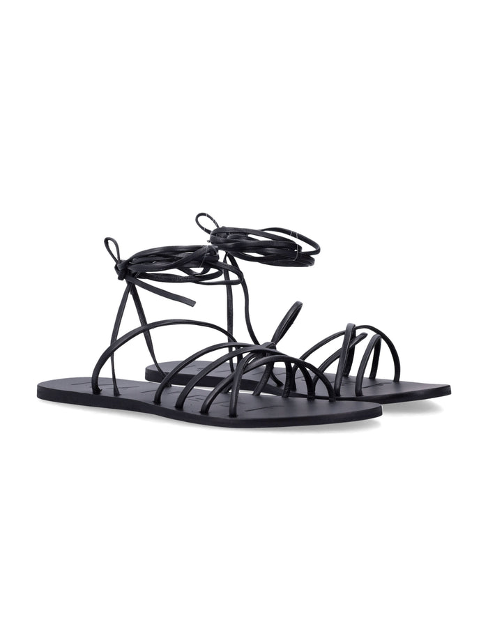 Manebí Lace-Up Leather Sandals Black Upper