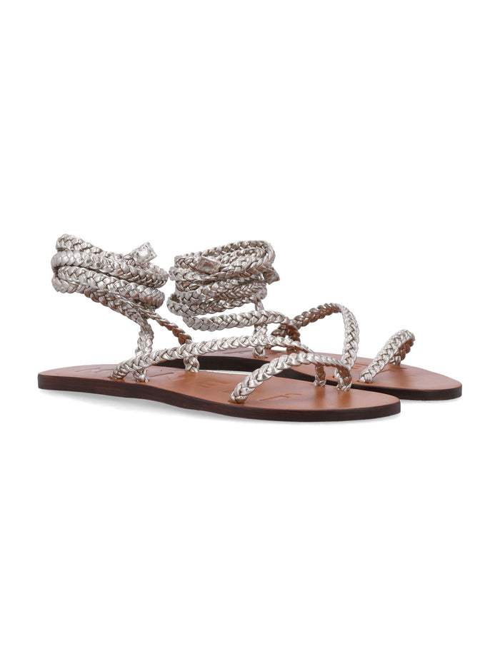 Manebì Canyon woven leather sandals Platinum Upper
