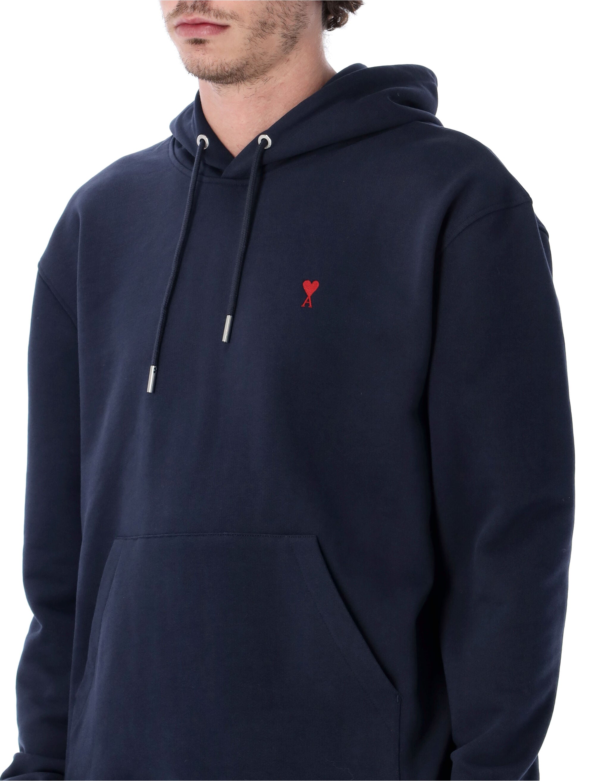 Ami Paris de Cœur cotton hoodie Navy Sweatshirt