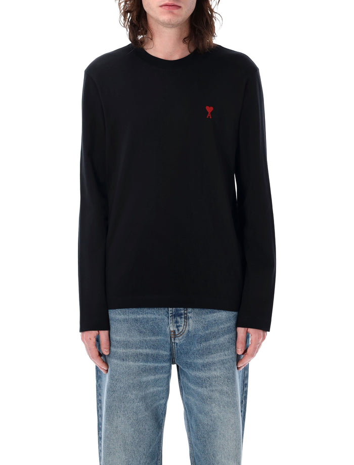 Ami Paris long-sleeve de Coeur t-shirt Noir Organic Cotton Tshirt