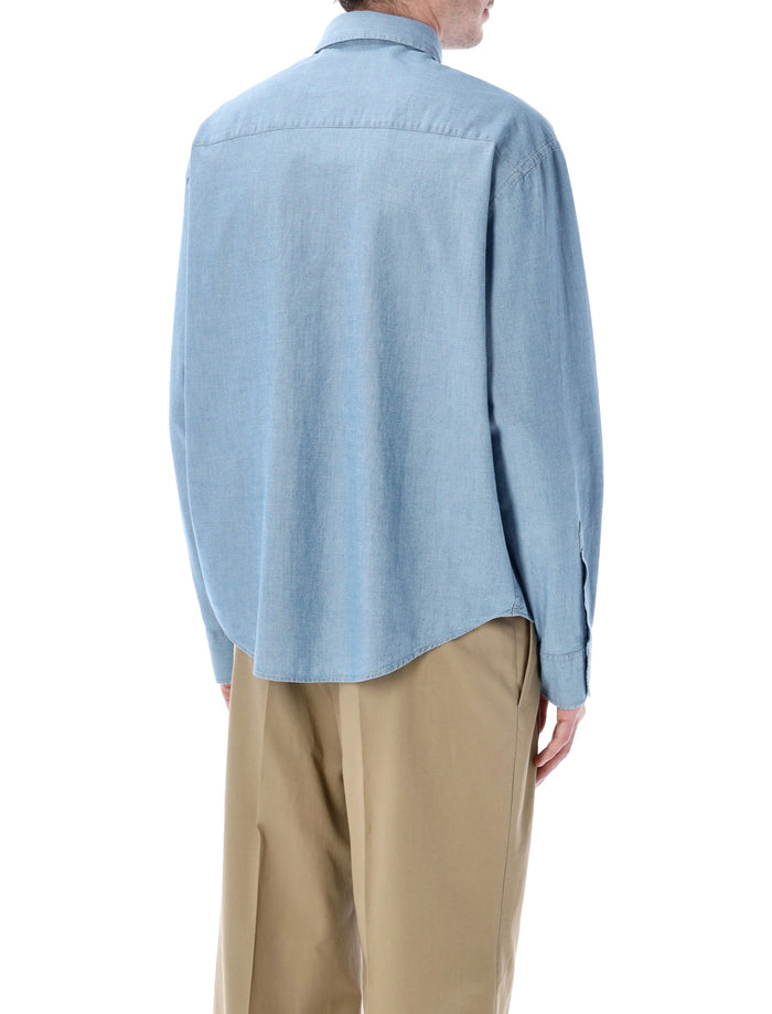 Ami Paris De Coeur boxy cotton shirt Mid Blue