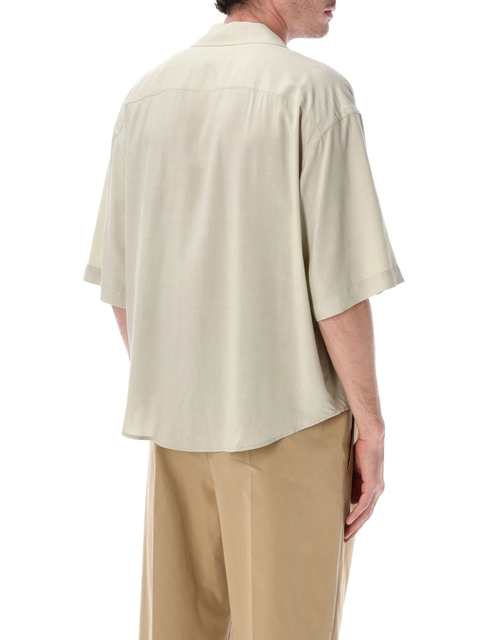 Ami Paris Boxy Short Sleeve Viscose Shirt Caffe Cream