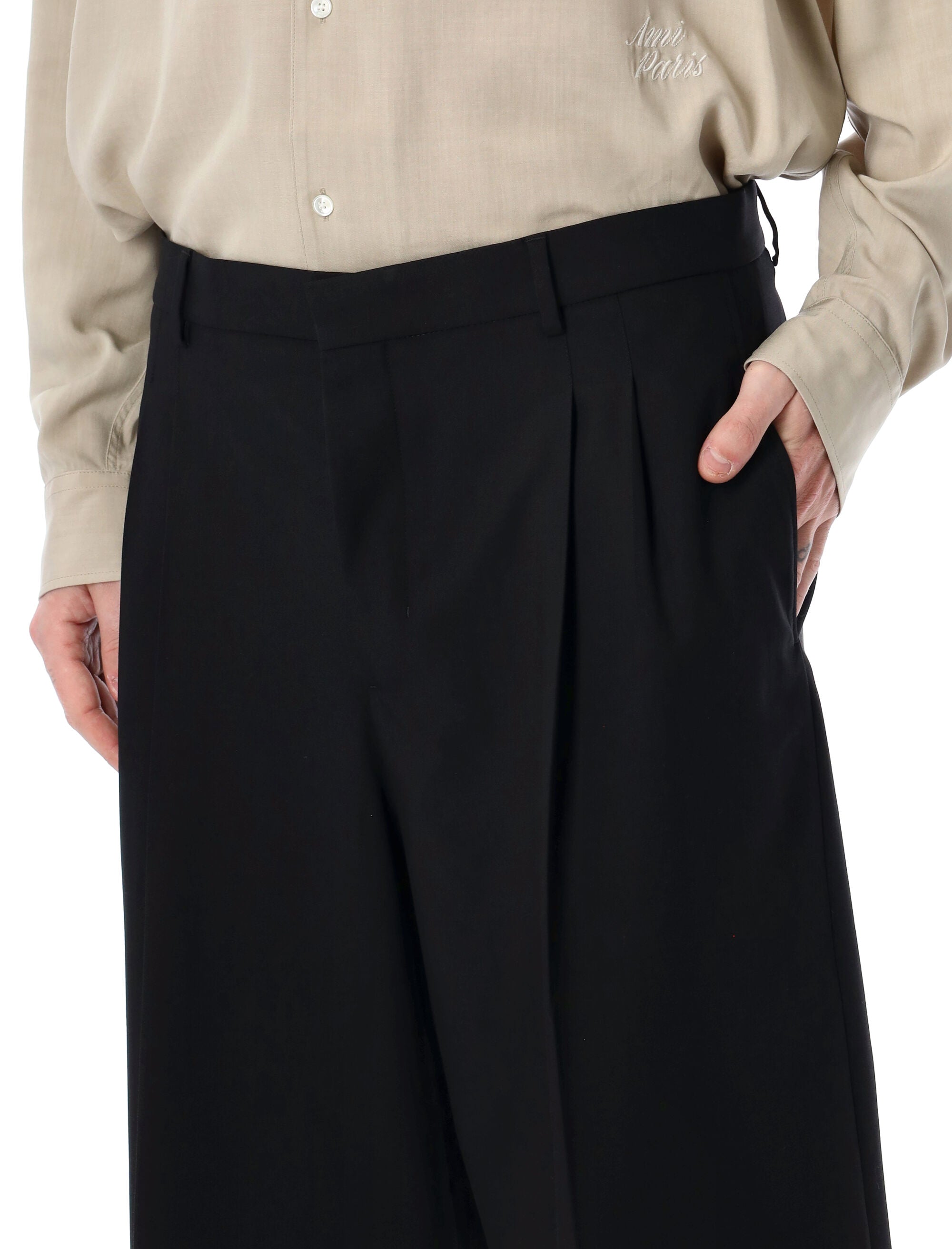 Ami Paris wool wide bermuda shorts Black Virgin