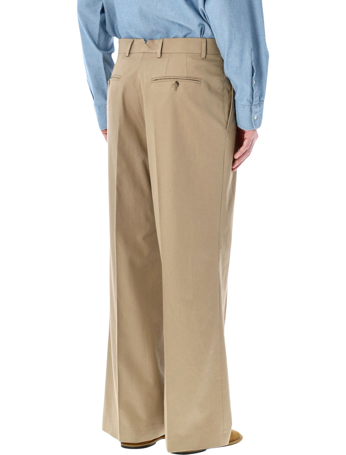 Ami Paris low-rise wide cotton trousers Beige Pant