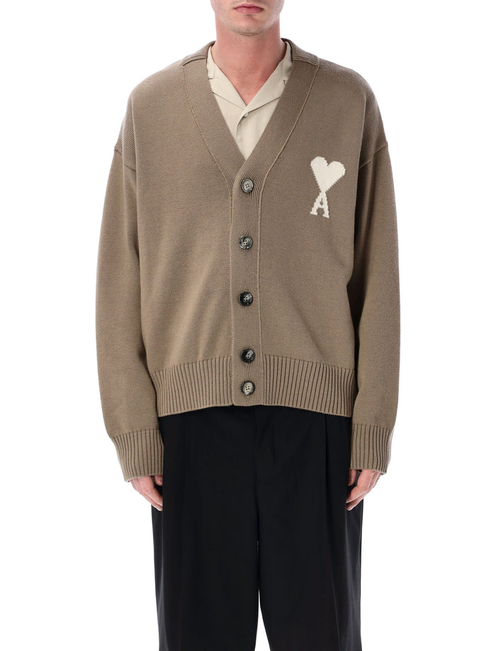 Ami Paris De Cœur cardigan Beige Taupe Virgin Wool
