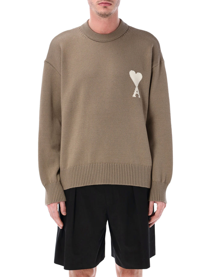Ami Paris De Coeur crewneck knit Beige Wool Sweater
