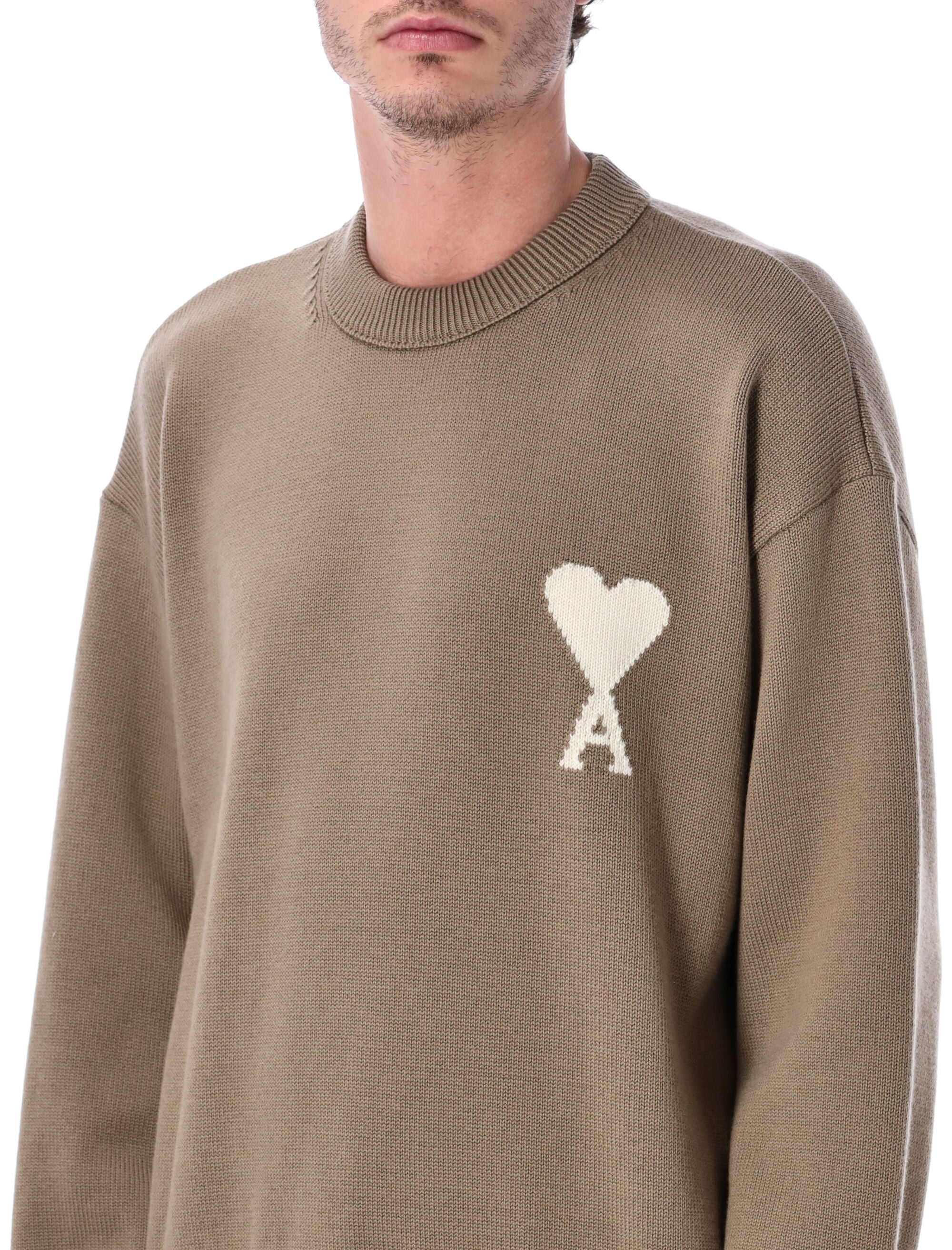 Ami Paris De Coeur crewneck knit Beige Wool Sweater