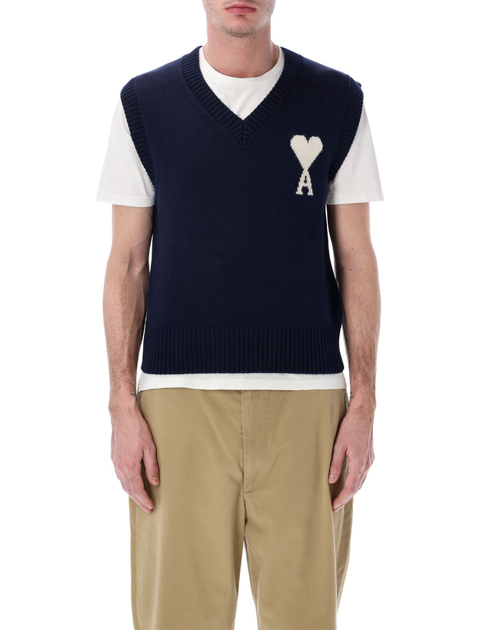 Ami Paris De Coeur knit vest Navy Wool