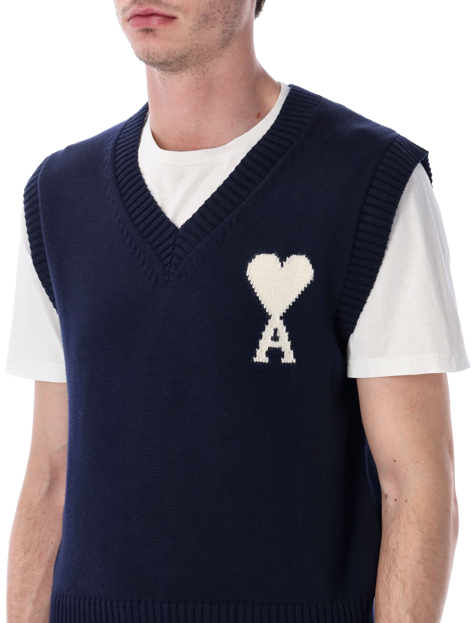 Ami Paris De Coeur knit vest Navy Wool