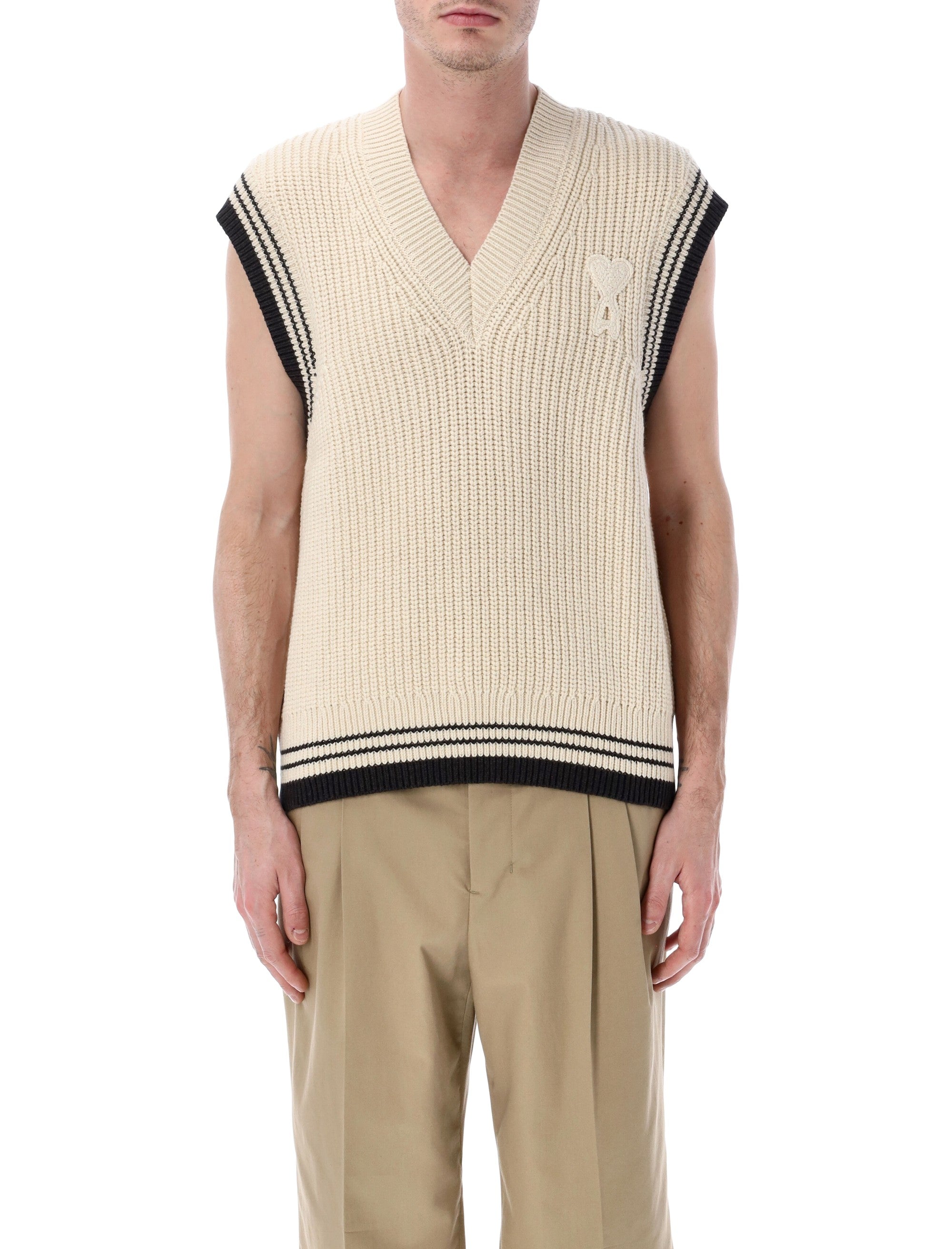AMI Paris De Coeur sleeveless sweater Ecru Wool