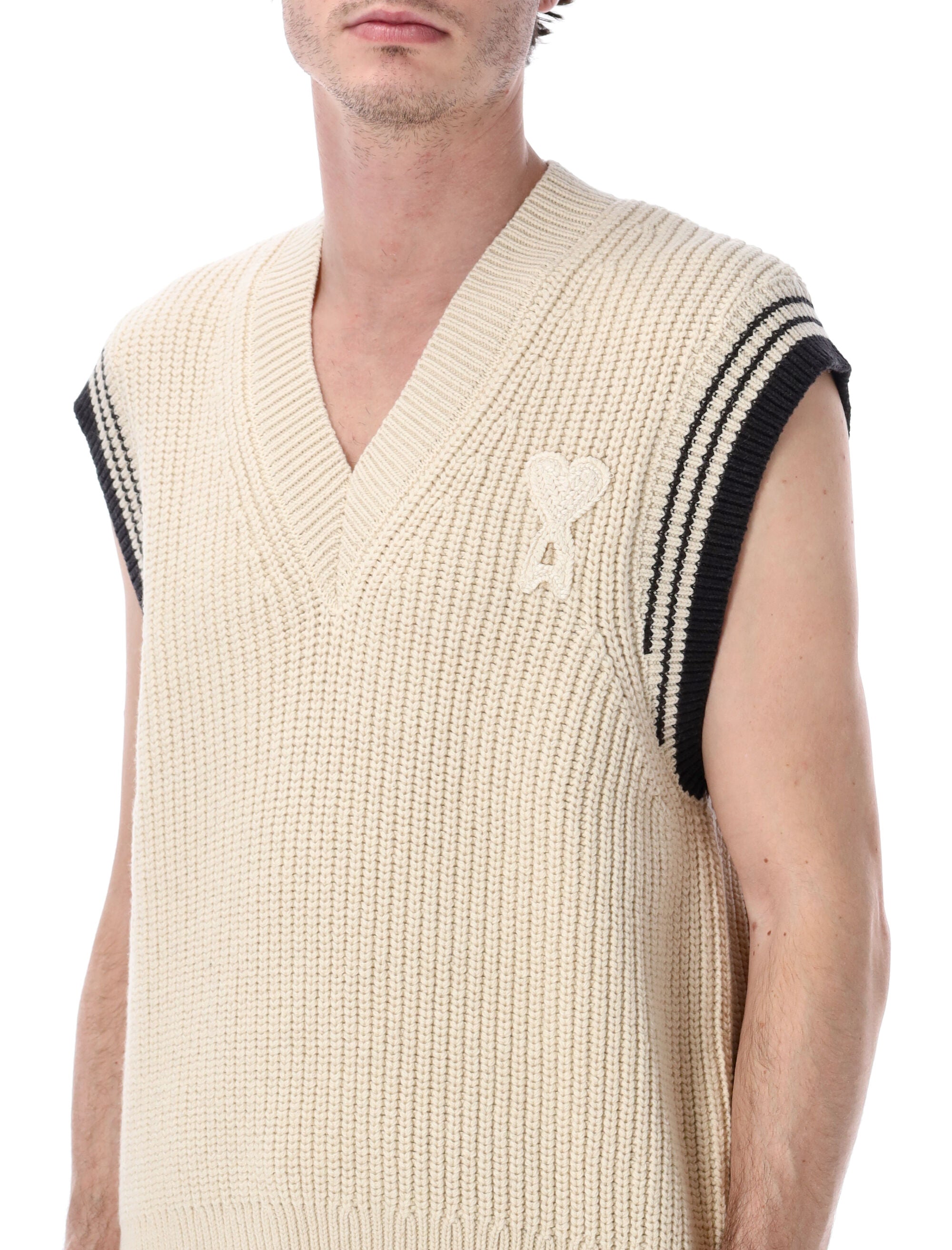 AMI Paris De Coeur sleeveless sweater Ecru Wool