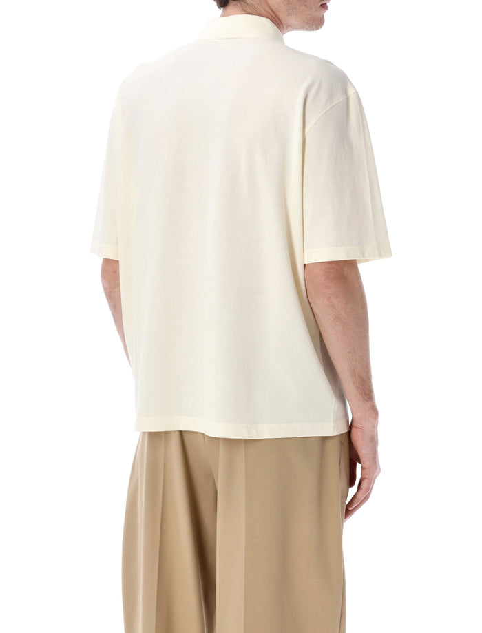 Ami Paris de Coeur Crochet polo Ecru Cotton T-shirt