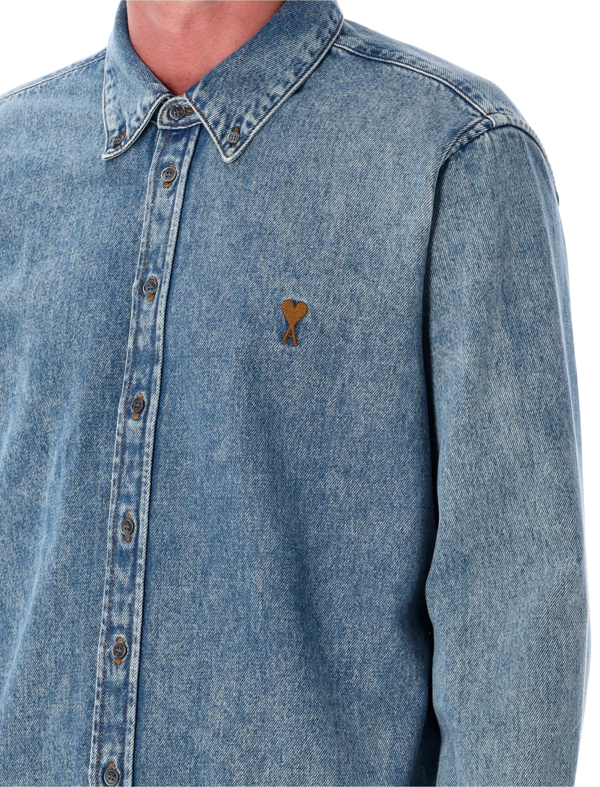 Ami Paris de Coeur denim shirt Med Blue Cotton