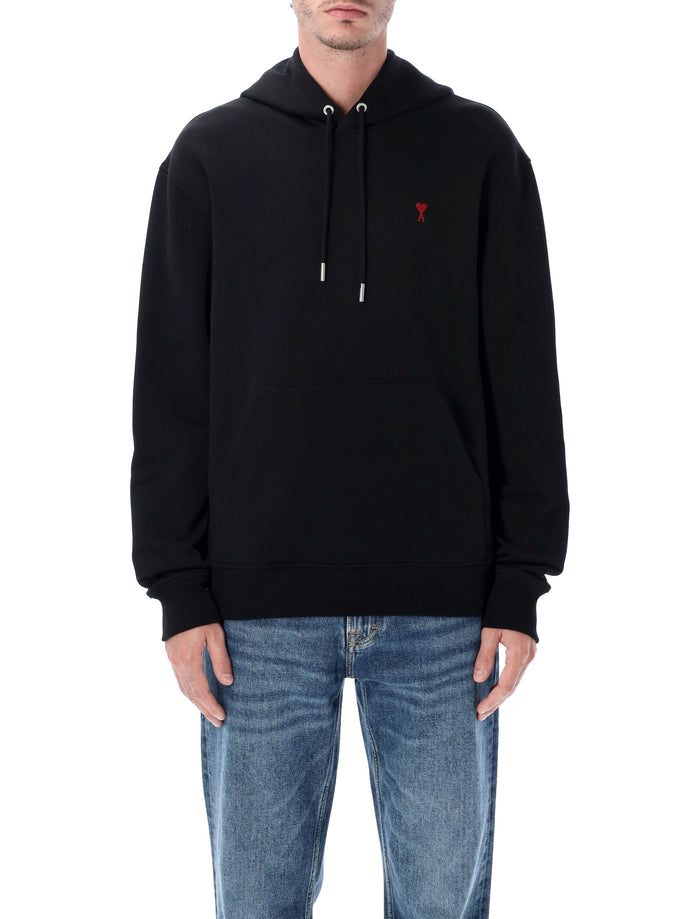 Ami Paris De Cœur Cotton Hoodie Noir Sweatshirt