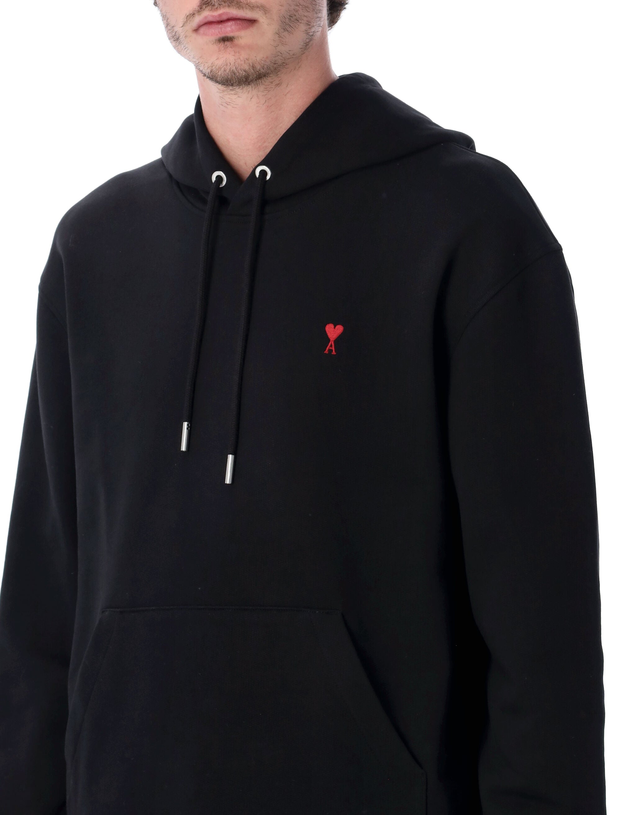 Ami Paris De Cœur Cotton Hoodie Noir Sweatshirt