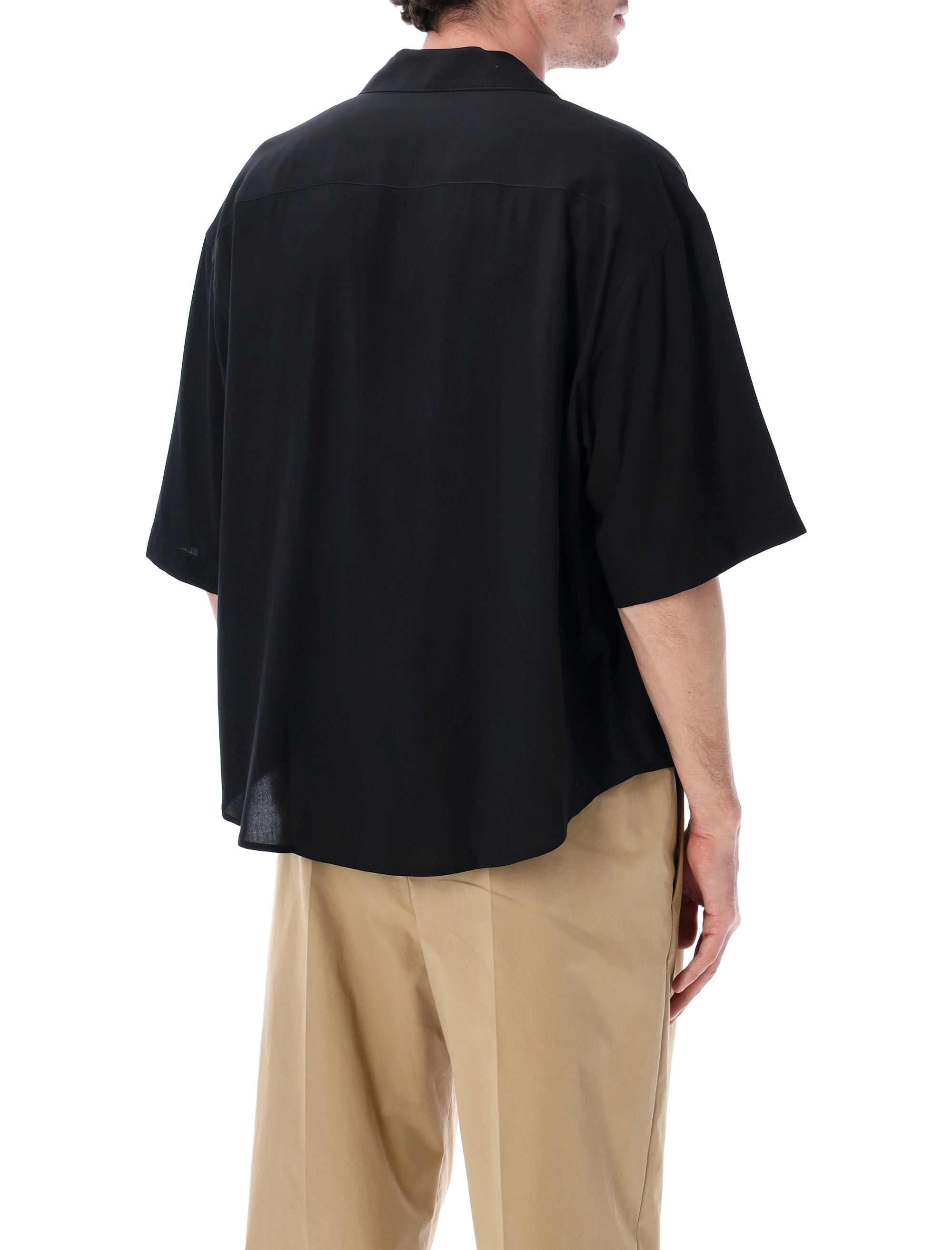 Ami Paris Boxy Short Sleeve Viscose Shirt Black