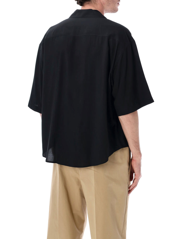 Ami Paris Boxy Short Sleeve Viscose Shirt Black
