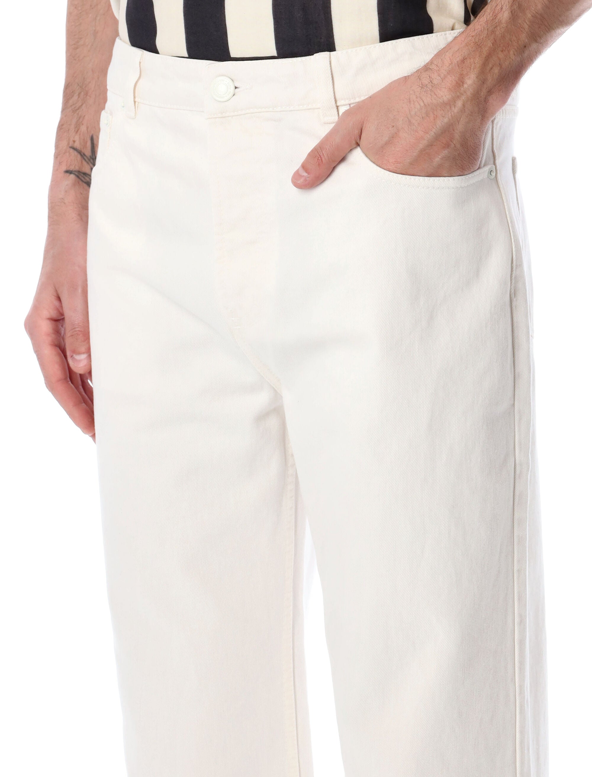 Ami Paris Large Fit Cotton Twill Jeans White