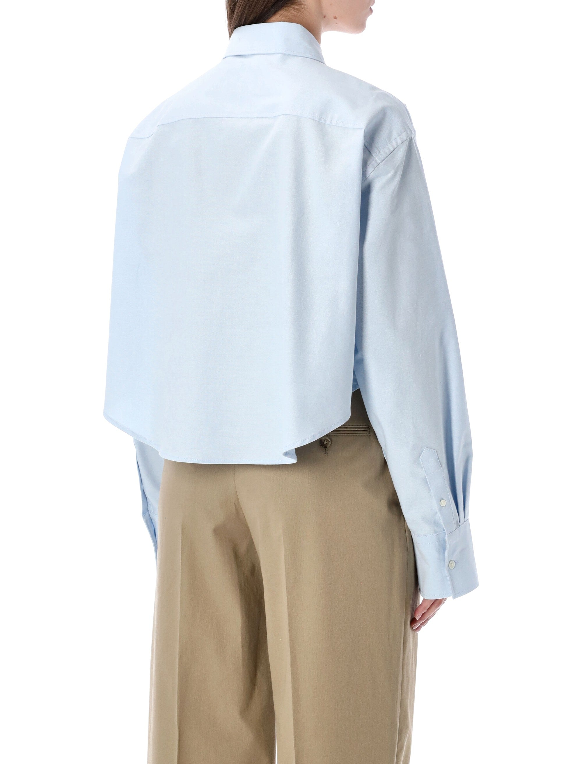 Ami Paris Oxford Cropped Shirt Light Blue Cotton
