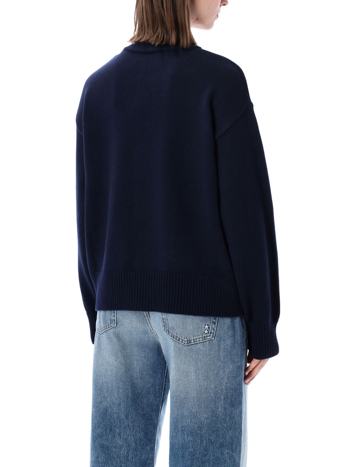 Ami Paris De Cœur Knit Cardigan Navy Wool