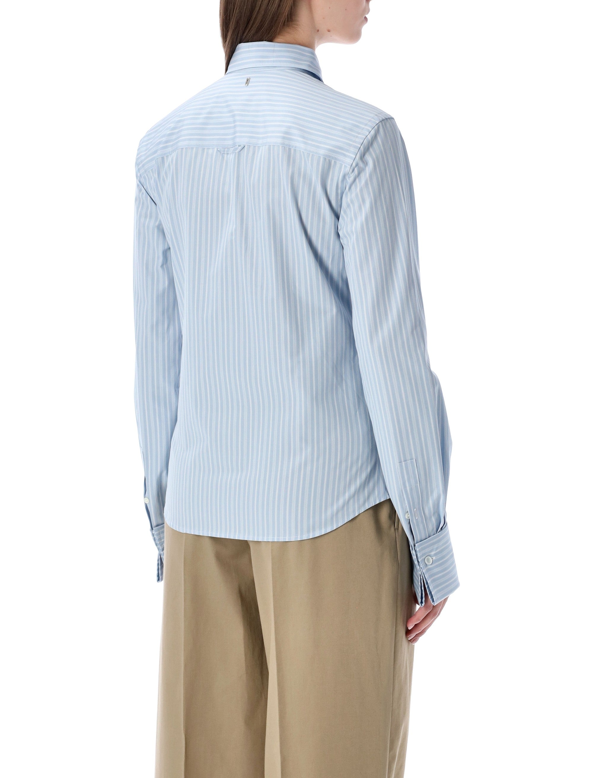 Ami Paris ruffled cotton poplin shirt Light Blue