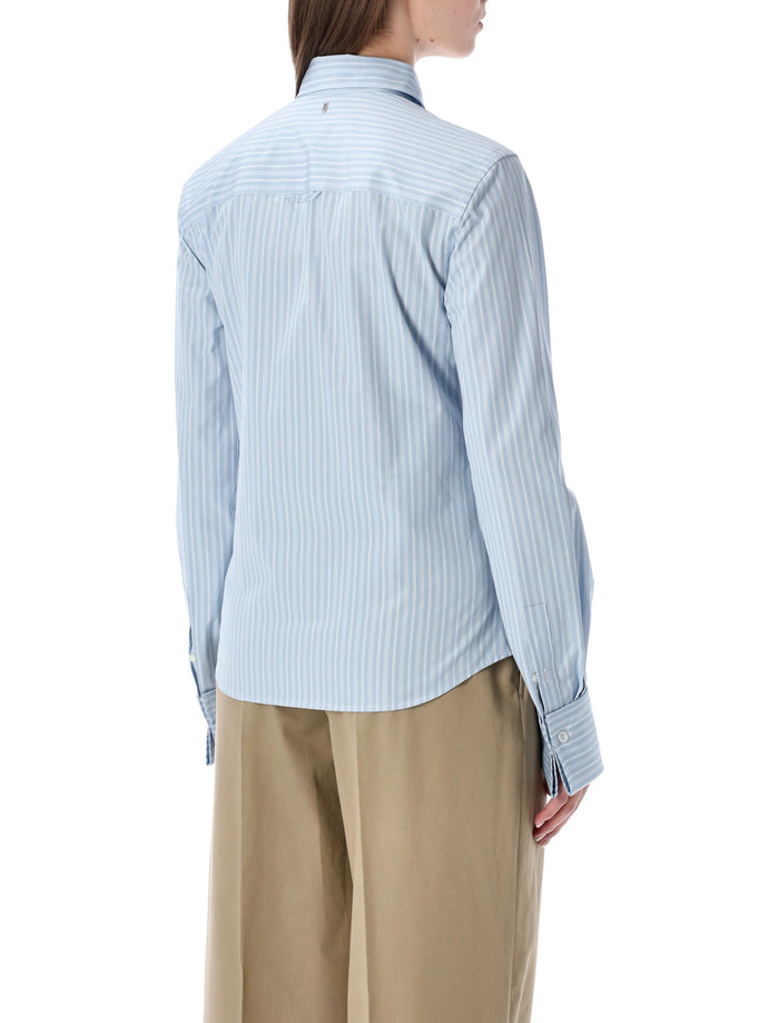 Ami Paris ruffled cotton poplin shirt Light Blue