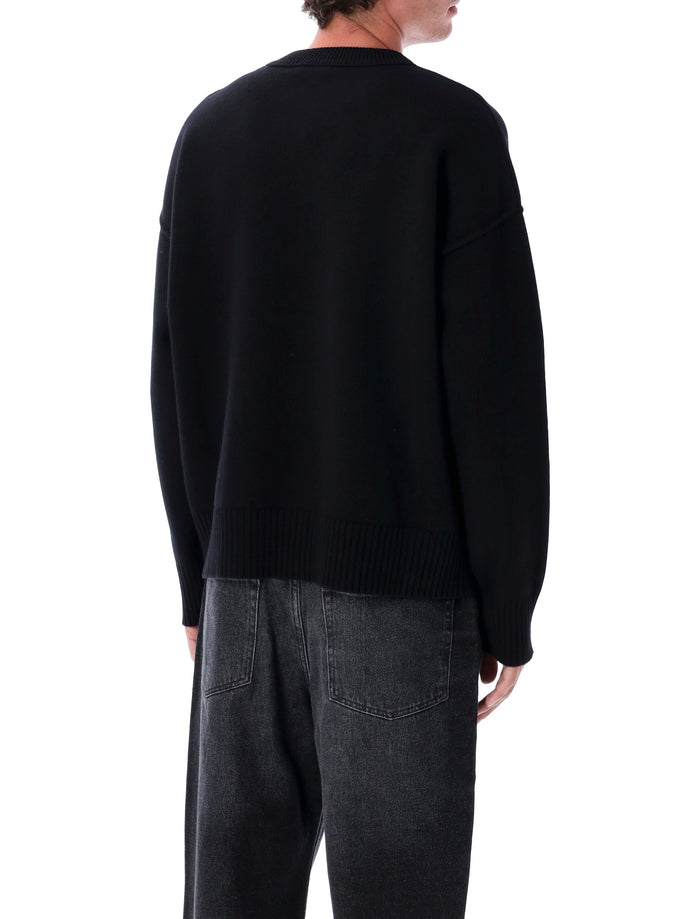 Ami Paris Wool De Coeur Sweater Black Red
