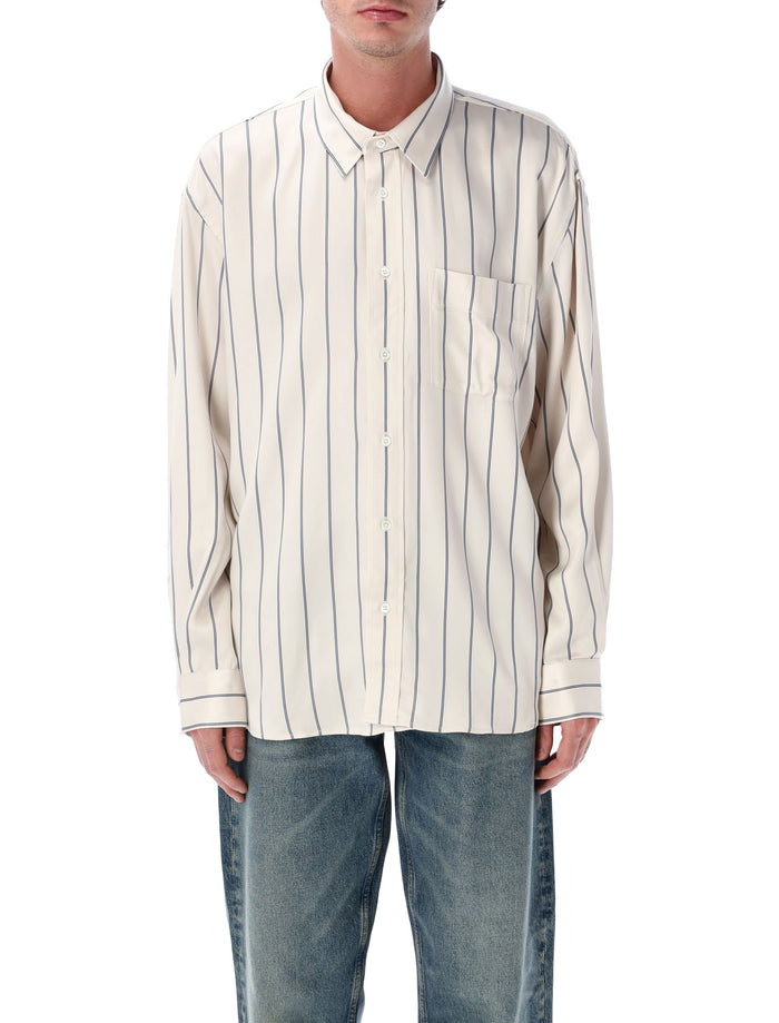 Sunflower New Base fluid stripe shirt White Blue Viscose