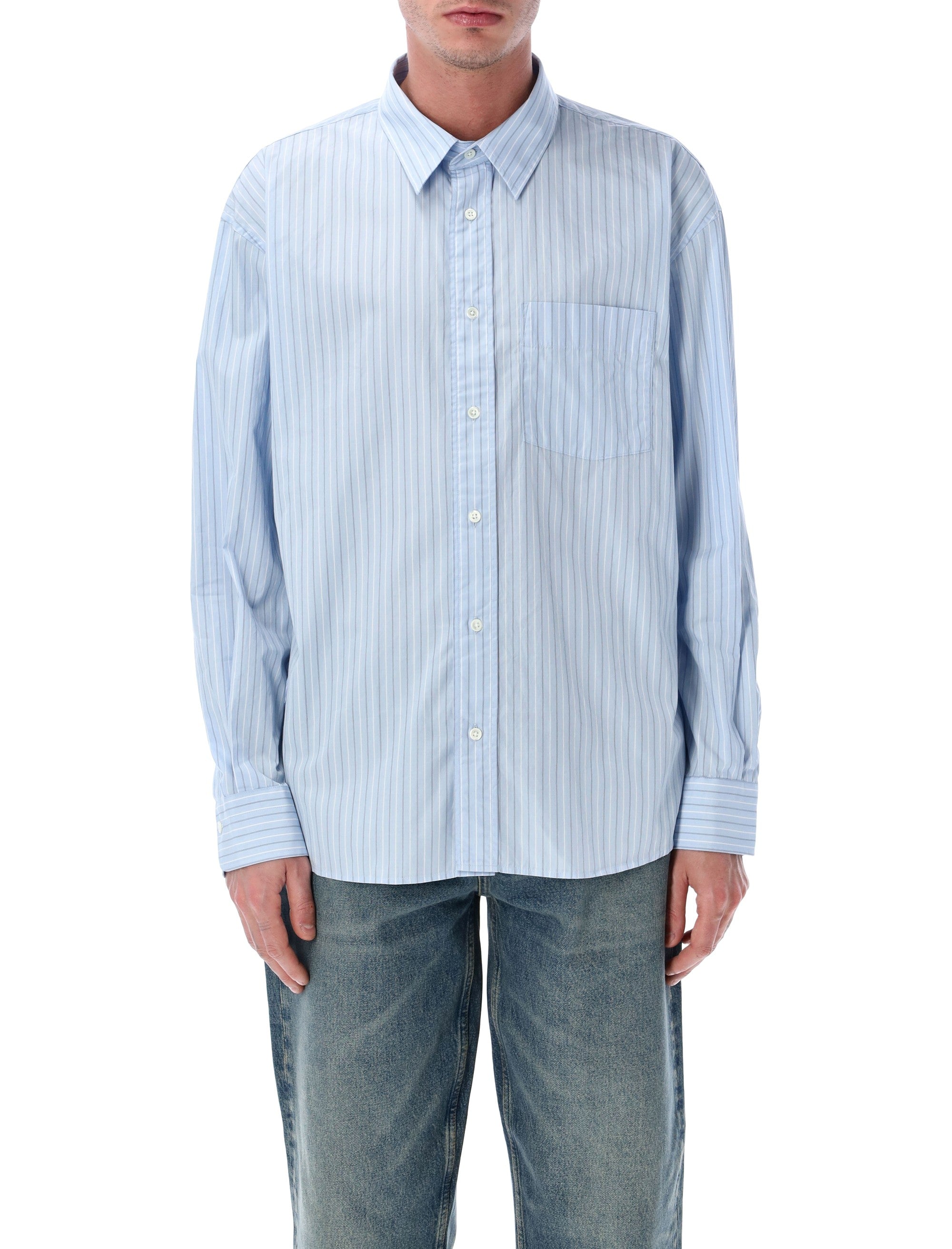 Sunflower New Base light blue cotton stripe shirt Stripes