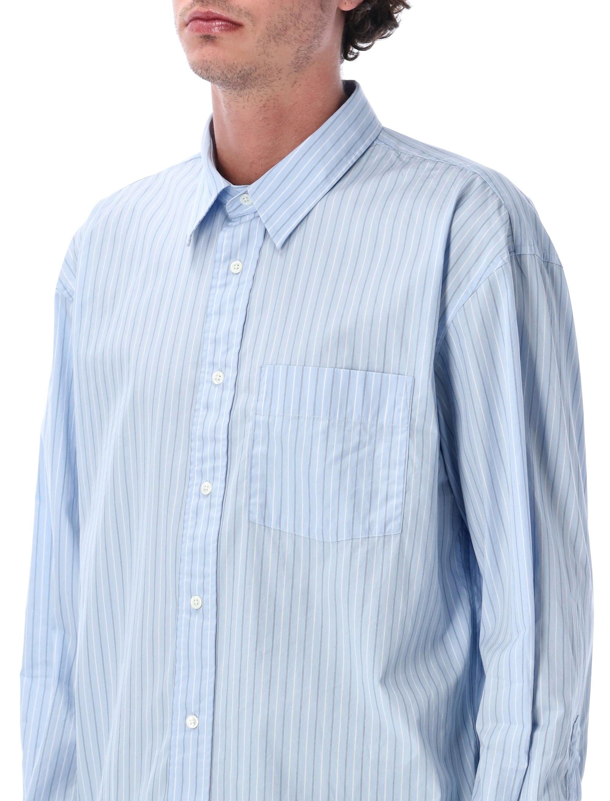 Sunflower New Base light blue cotton stripe shirt Stripes