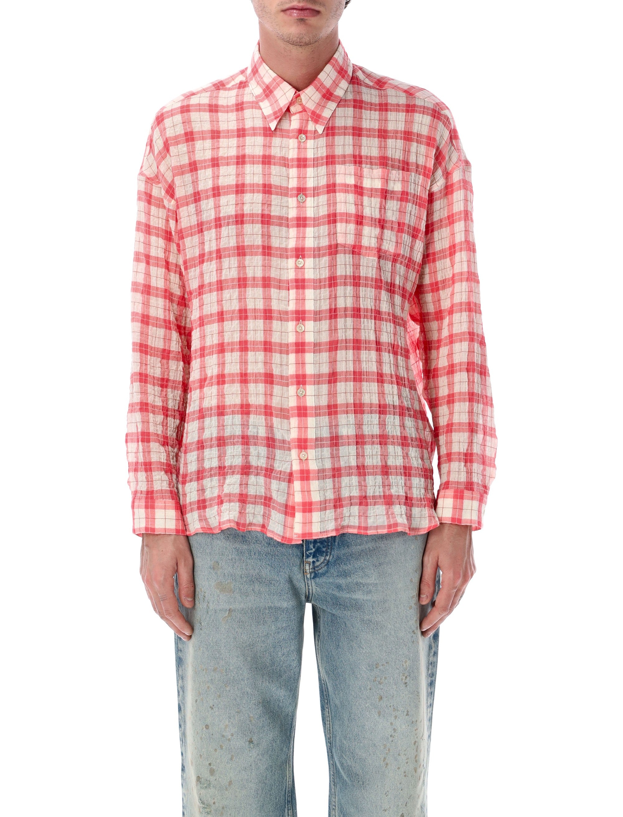 Sunflower pink Stable loose-fit shirt Check Cotton