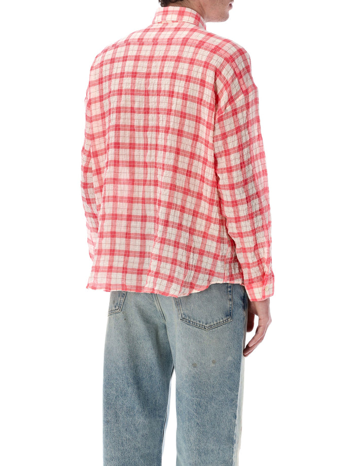 Sunflower pink Stable loose-fit shirt Check Cotton