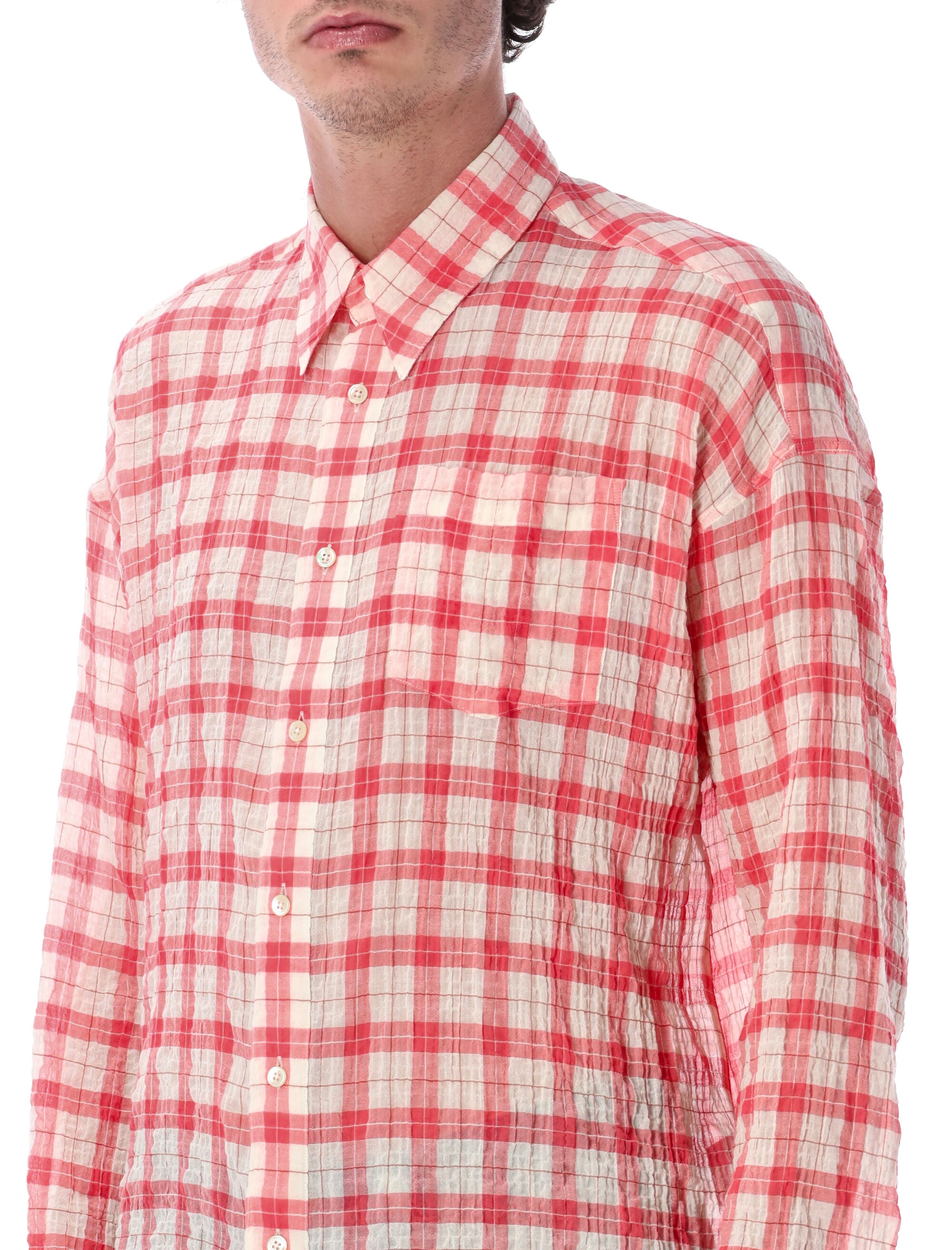 Sunflower pink Stable loose-fit shirt Check Cotton
