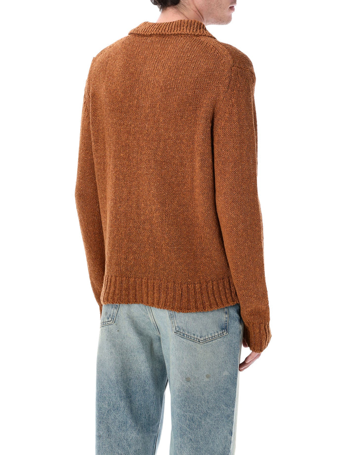 Sunflower cotton linen polo sweater Brown