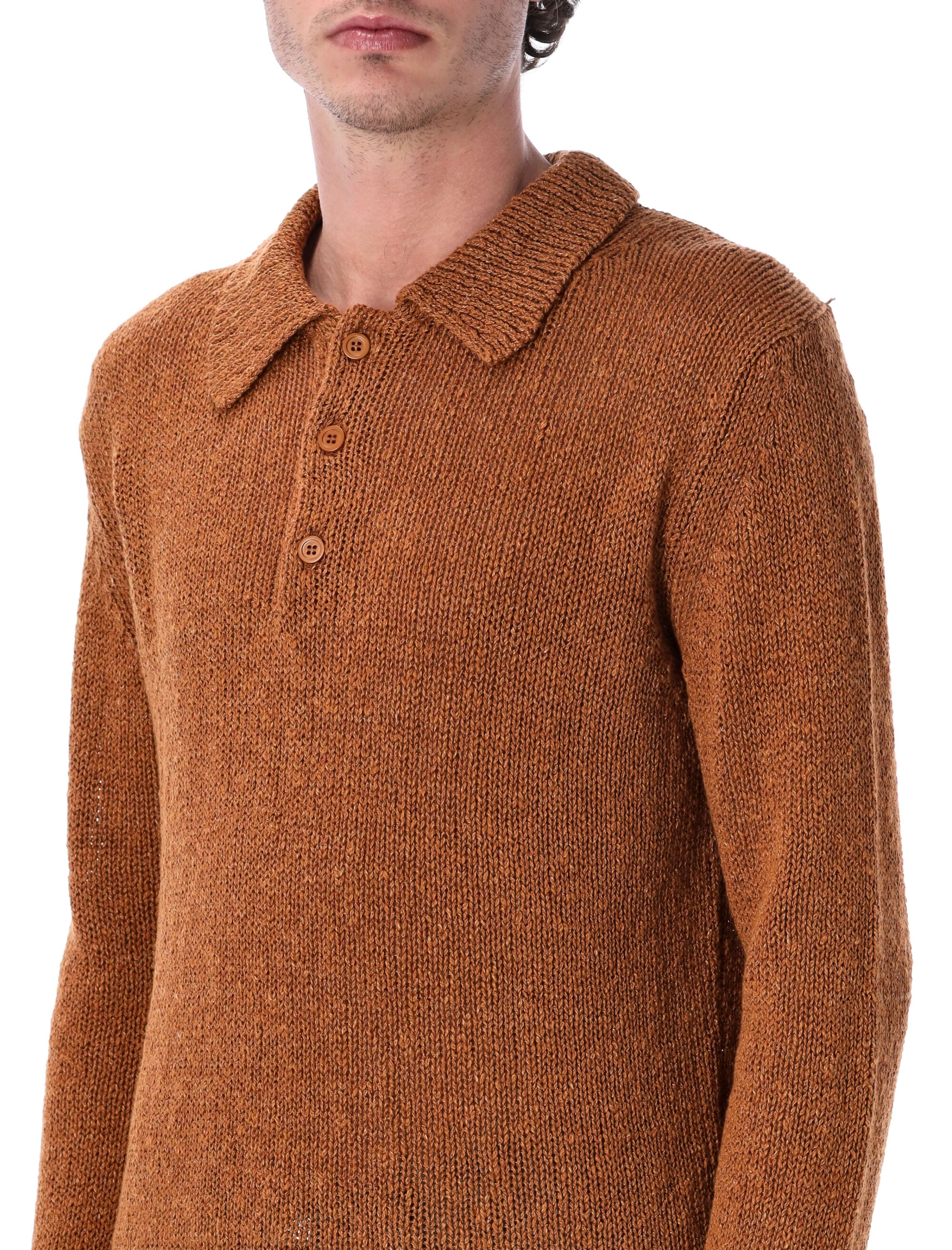 Sunflower cotton linen polo sweater Brown
