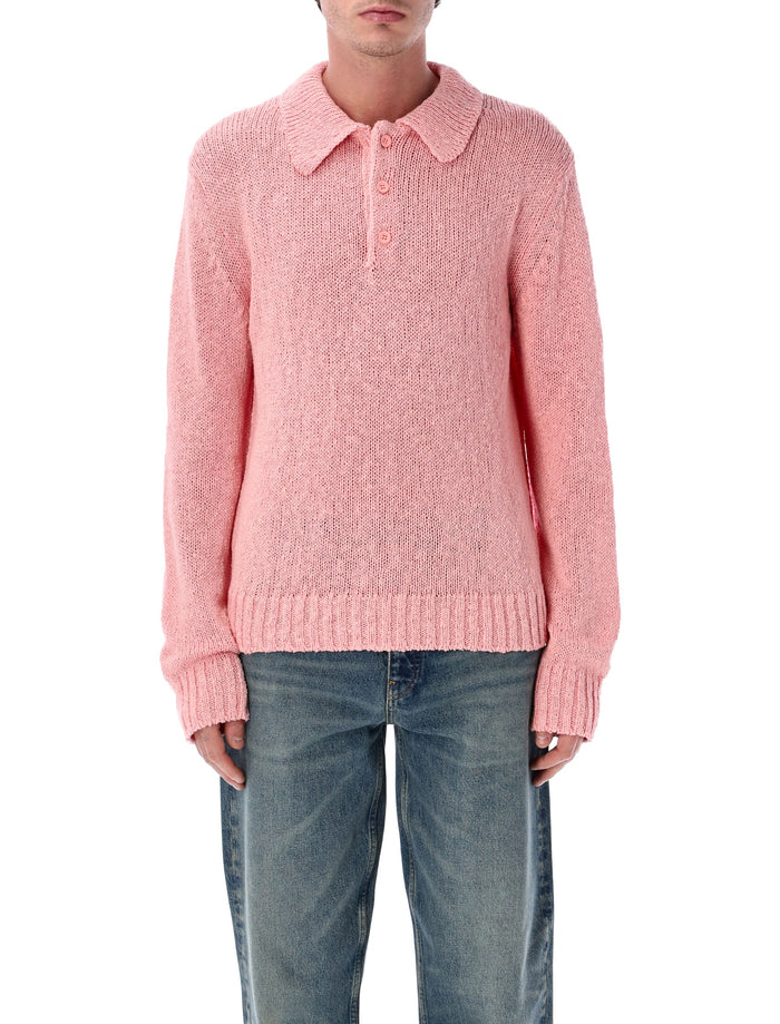 Sunflower cotton linen polo sweater Pink