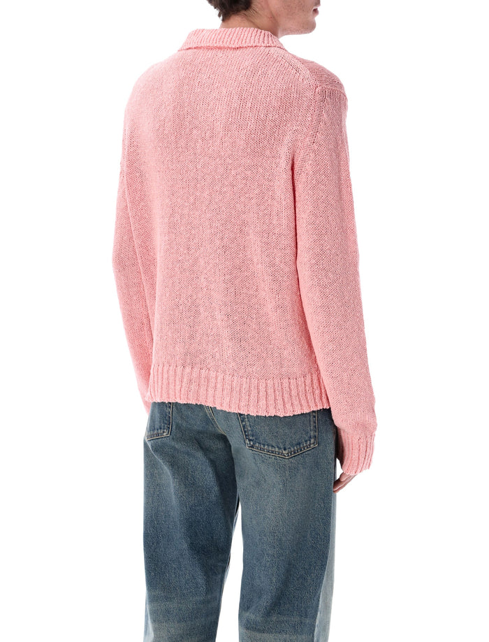 Sunflower cotton linen polo sweater Pink