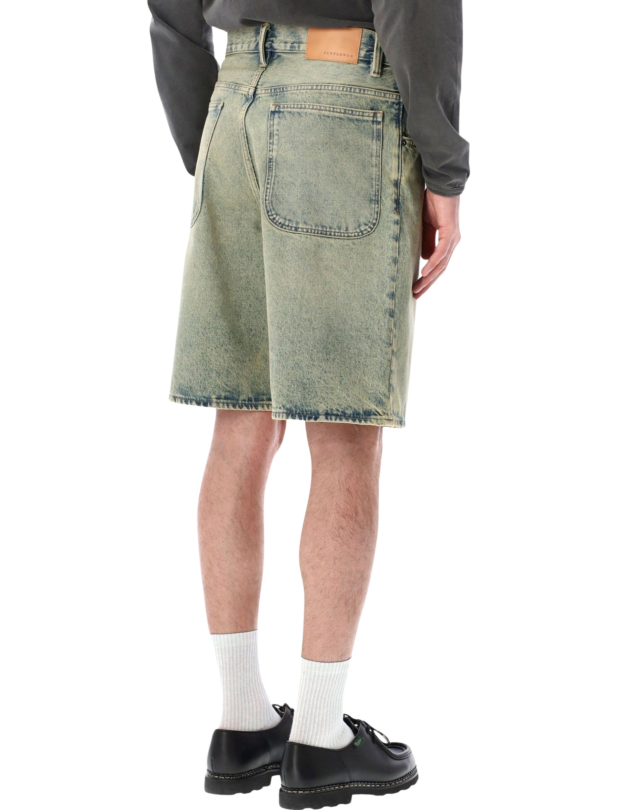 Sunflower Super Wide Organic Denim Shorts Lt Vintage Dust Cotton