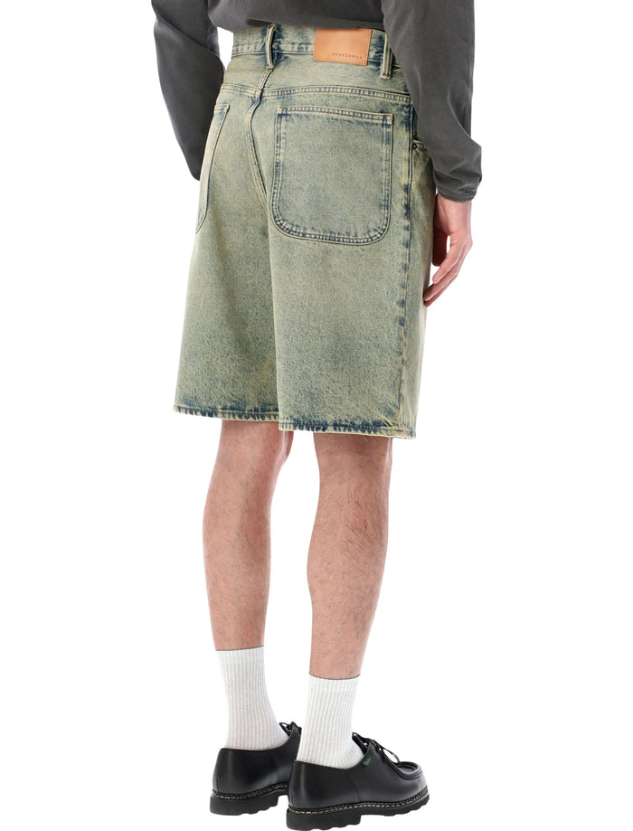 Sunflower Super Wide Organic Denim Shorts Lt Vintage Dust Cotton