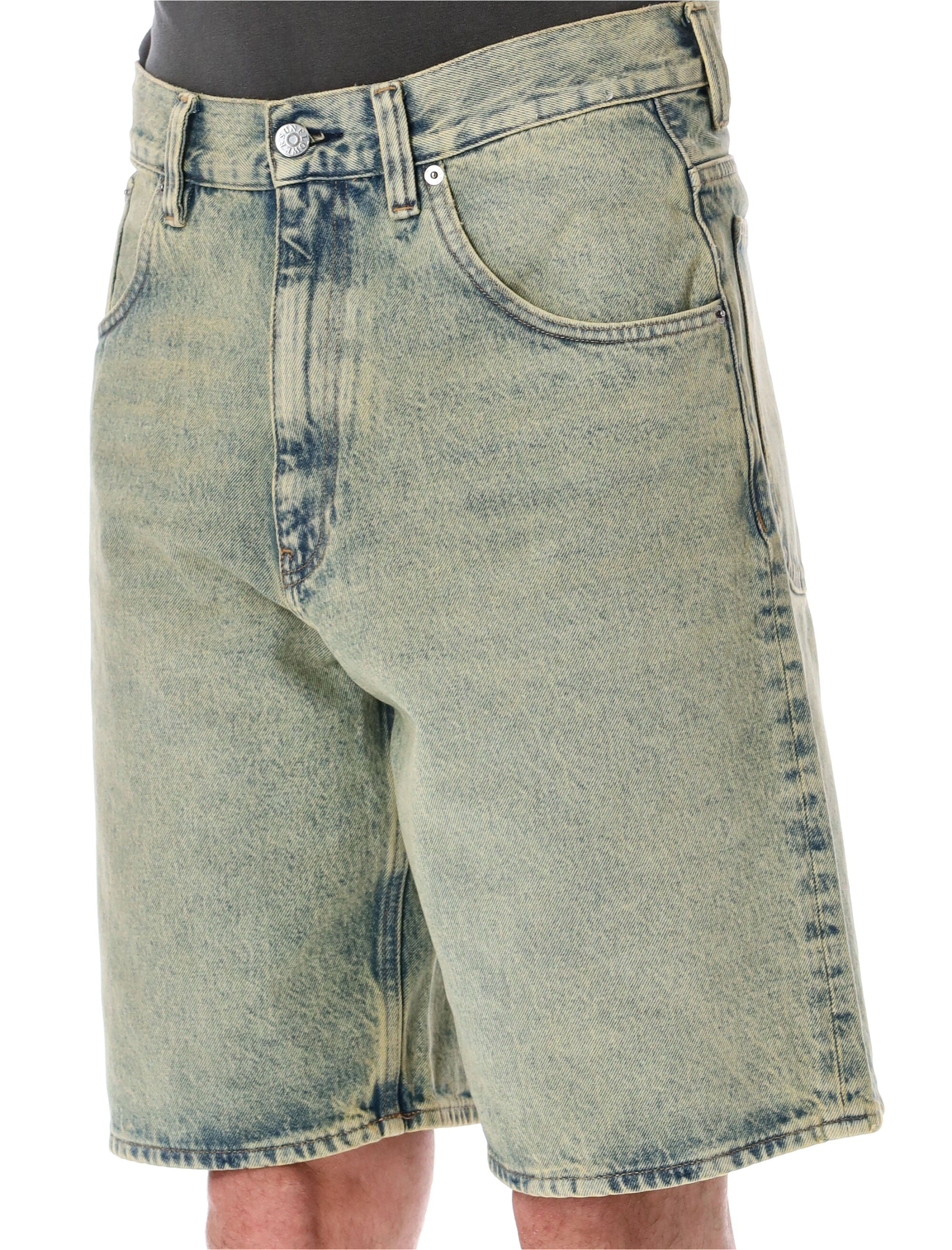 Sunflower Super Wide Organic Denim Shorts Lt Vintage Dust Cotton