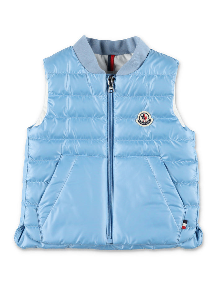 Moncler Rezzan Kids Down-Filled Gilet Light Blue Polyester Lining Down Jacket
